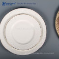 Pure White gild línea cena conjunto taza y platillo en relieve diseño 6 piezas plato y taza conjunto